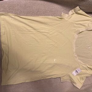 LOFT  Light Yellow Satin Trimmed T-Shirt